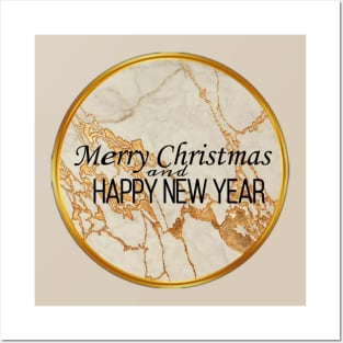 Merry Christmas and Happy New Year golden elegant design Posters and Art